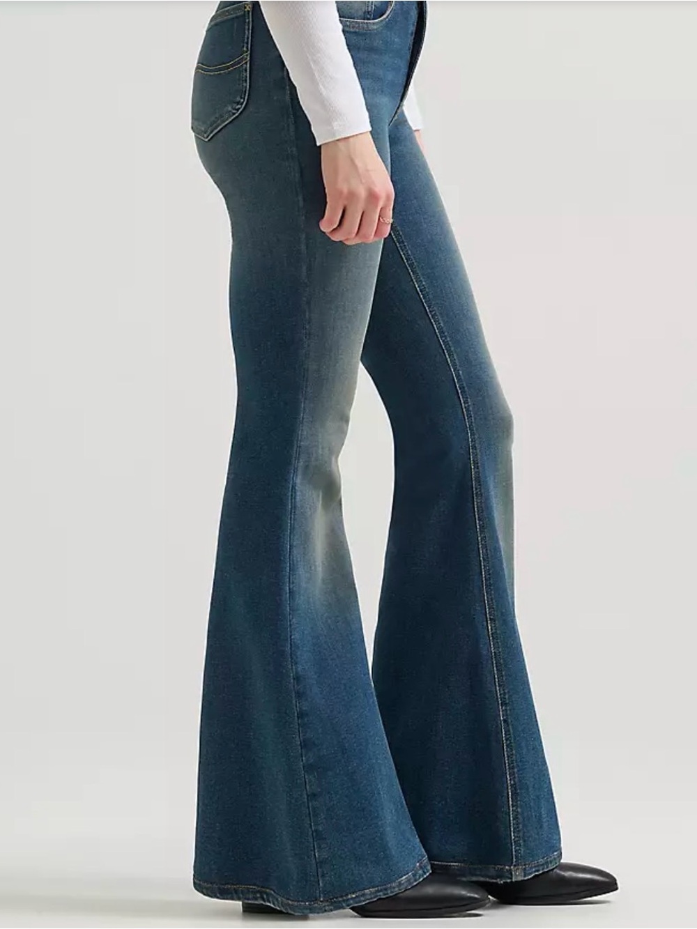 High waisted flare leg denim jeans